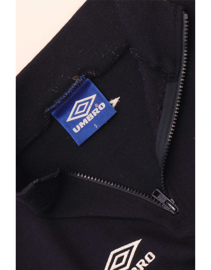 Felpa Umbro da uomo con collo corto e zip, maglione piccolo blu navy