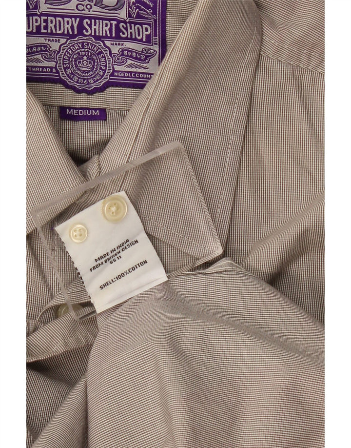 Camicia da uomo Superdry in cotone a quadri grigio medio