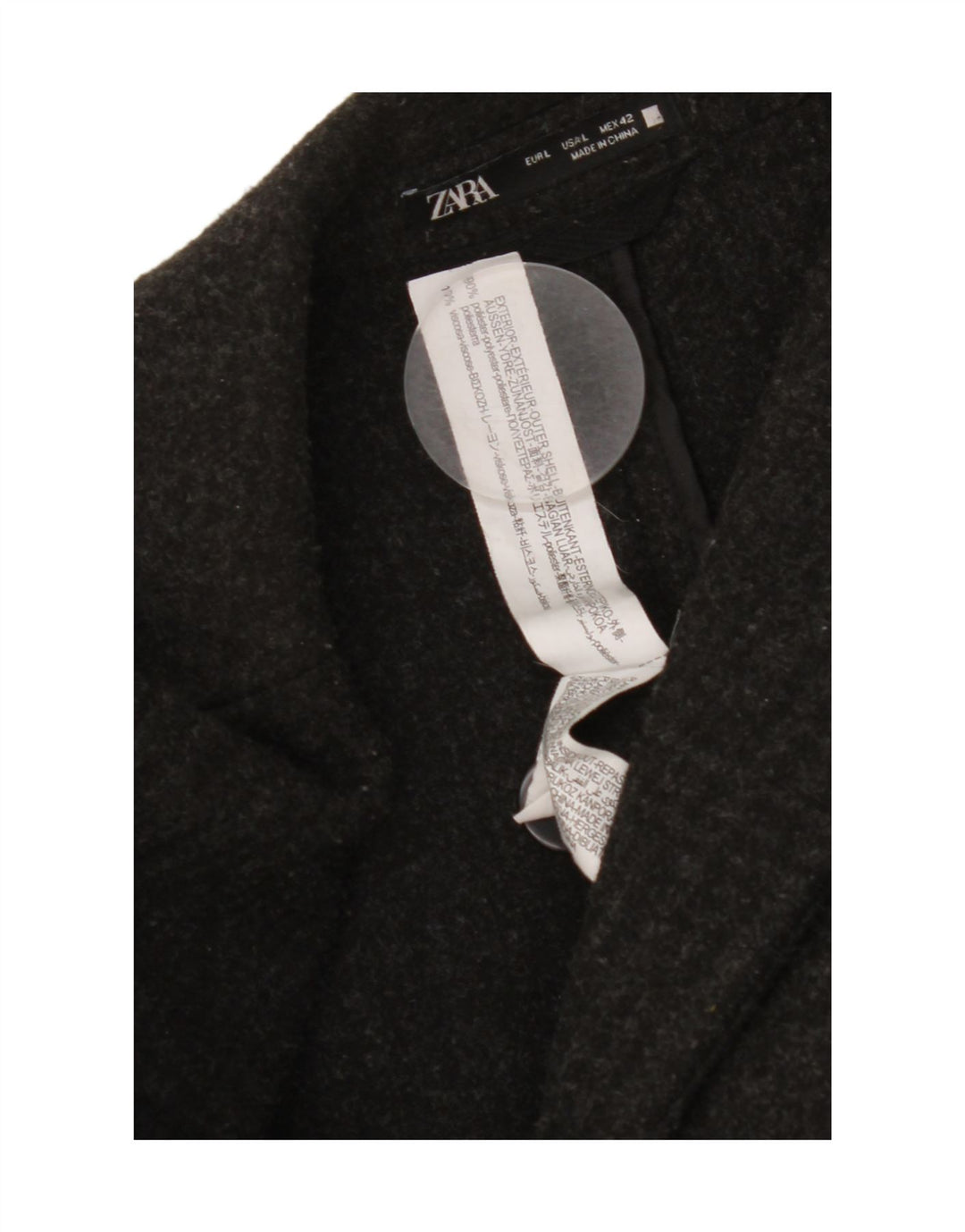 Cappotto da uomo Zara UK 40 grande poliestere nero