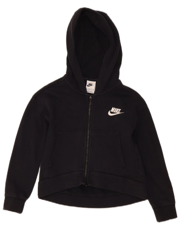 Felpa con cappuccio e zip per ragazze Nike 7-8 anni XS cotone nero
