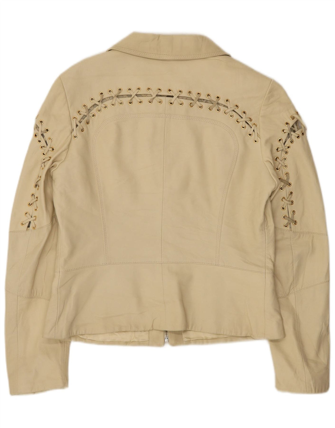 Giacca in pelle da donna vintage IT 42 in pelle beige media