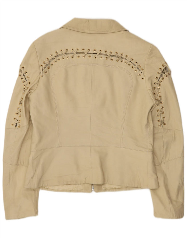 Giacca in pelle da donna vintage IT 42 in pelle beige media