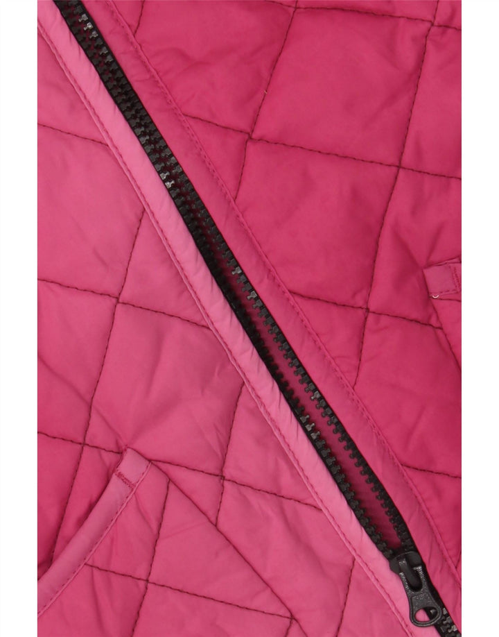 JOULES gilet trapuntato da donna UK 14 grande rosa poliestere