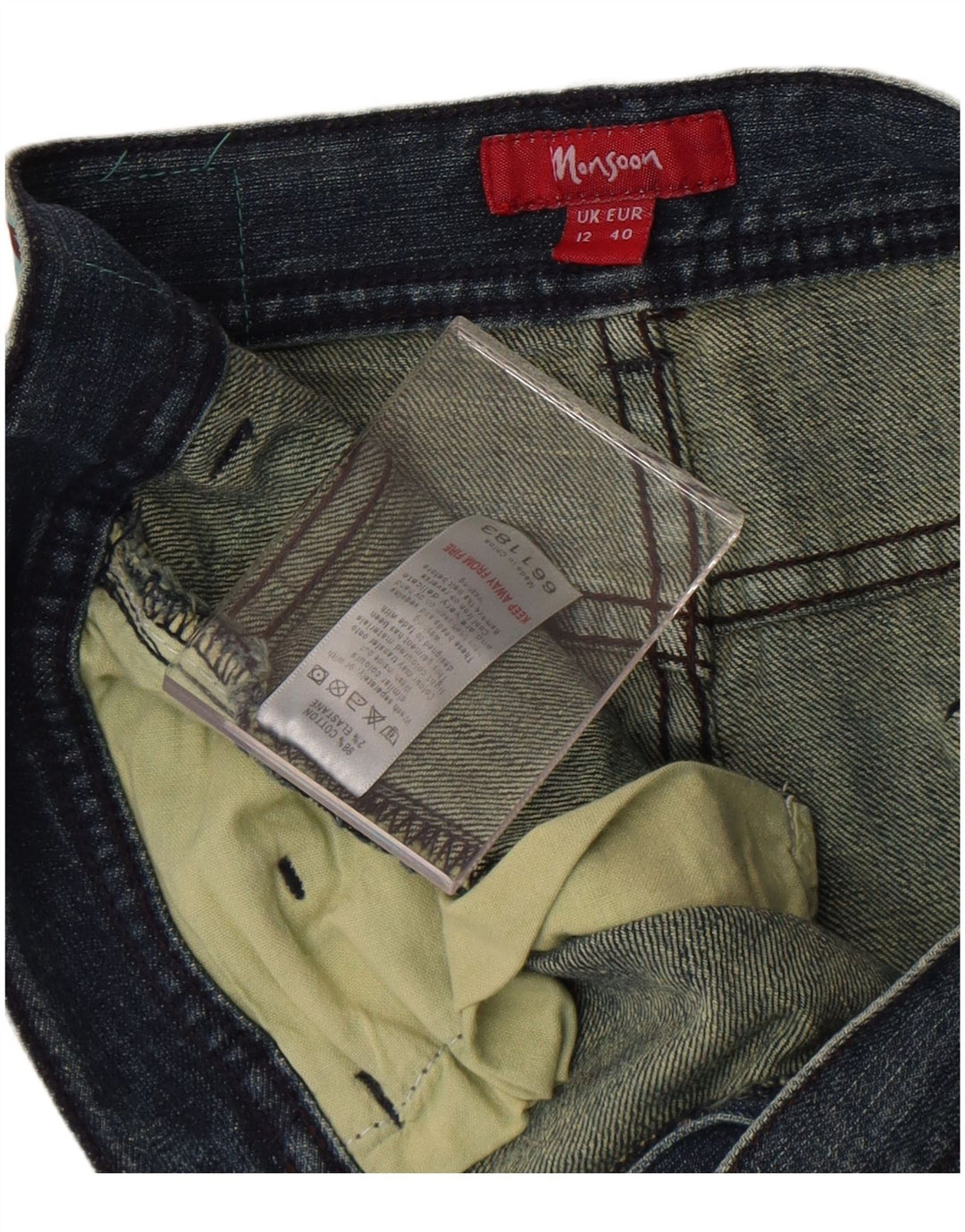 Monsoon Jeans Bootcut da donna UK 12 Medio W32 L30 Cotone blu