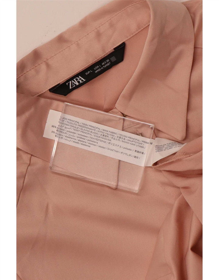 Body camicia da donna Zara UK 14 grande poliestere rosa