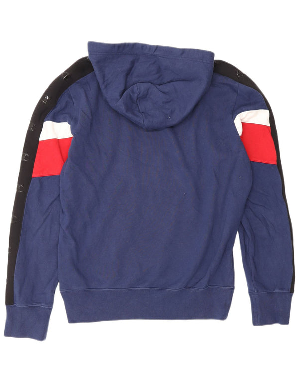 Felpa con cappuccio grafica da uomo Champion, cotone color block medio blu navy