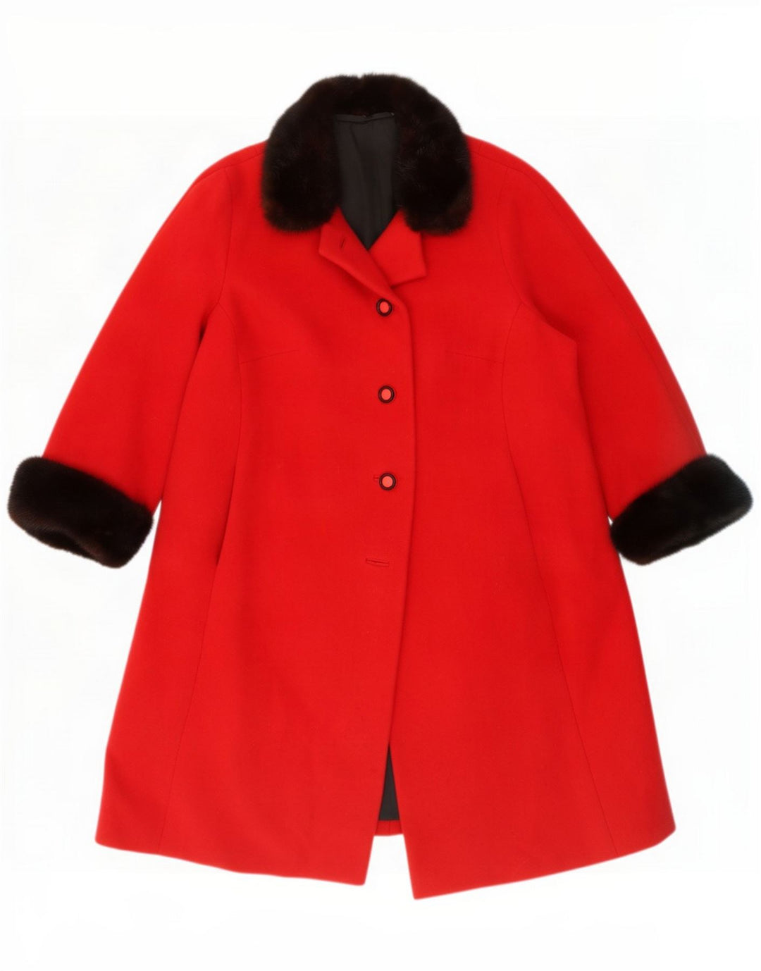 Cappotto vintage da donna UK 16 grande rosso Colourblock