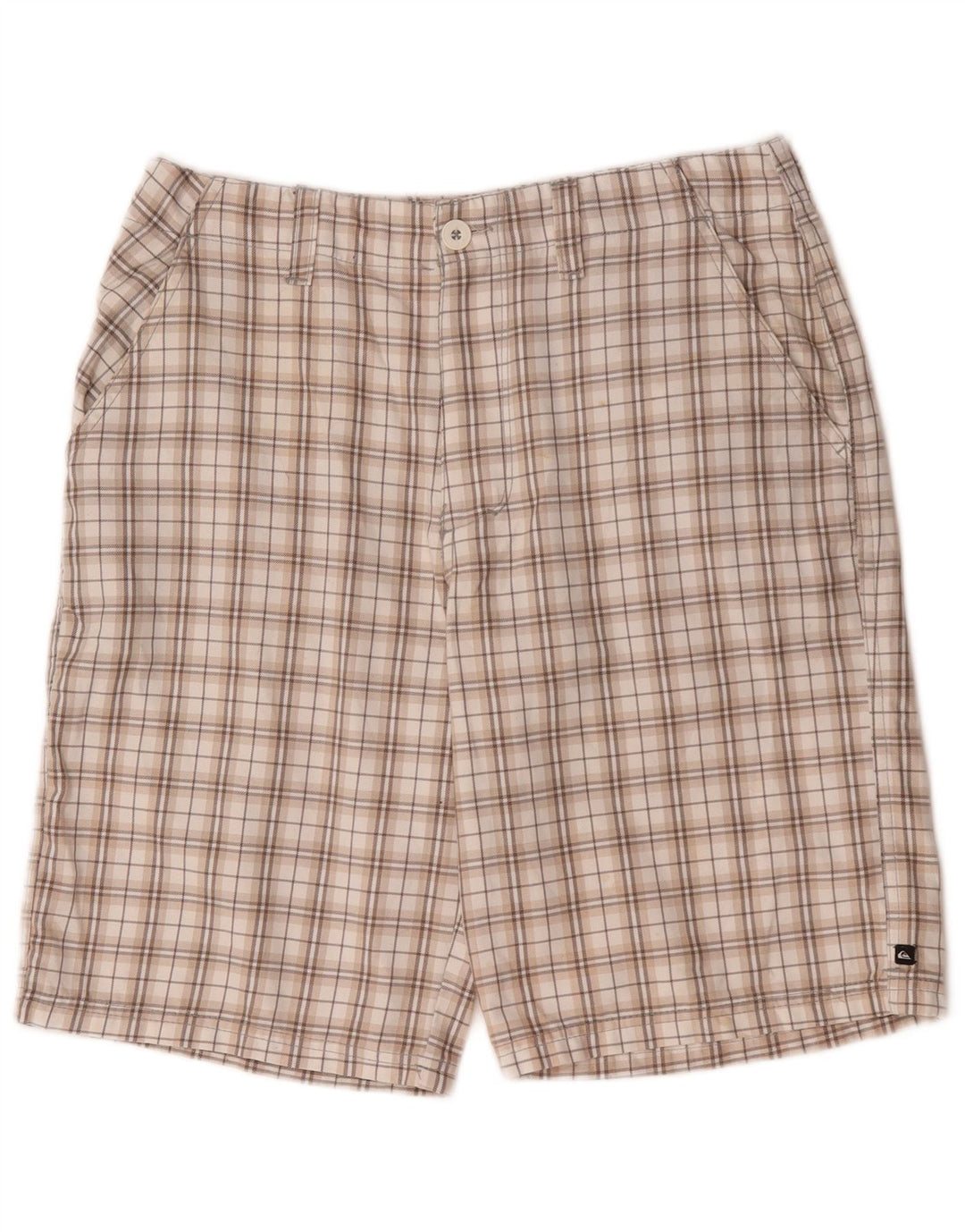 Pantaloncini chino grafici da uomo Quiksilver medi W32 poliestere a quadri beige