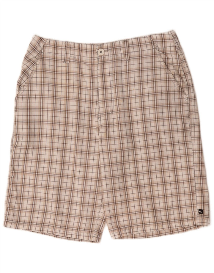 Pantaloncini chino grafici da uomo Quiksilver medi W32 poliestere a quadri beige