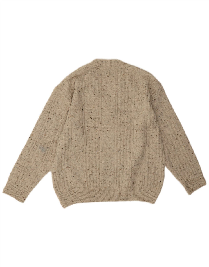 Maglione da uomo con scollo a V Canda C&A, acrilico screziato beige medio