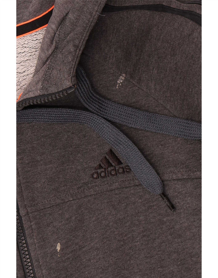 Maglione con cappuccio e zip Adidas da uomo in cotone grigio medio