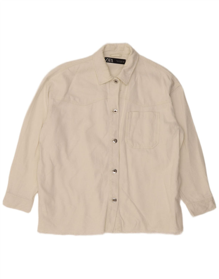 Camicia overshirt da donna Zara UK 10 piccola in cotone bianco