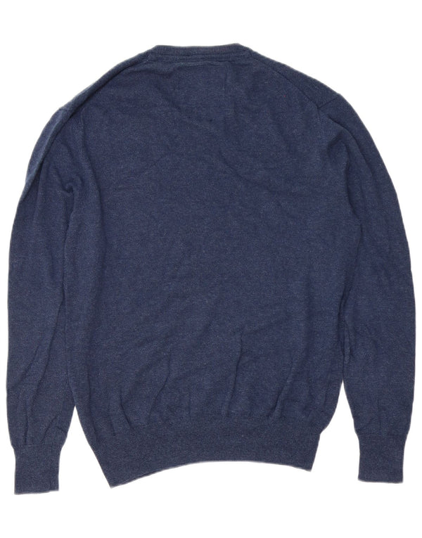 Maglione da uomo con scollo a V Superdry in cotone blu navy medio