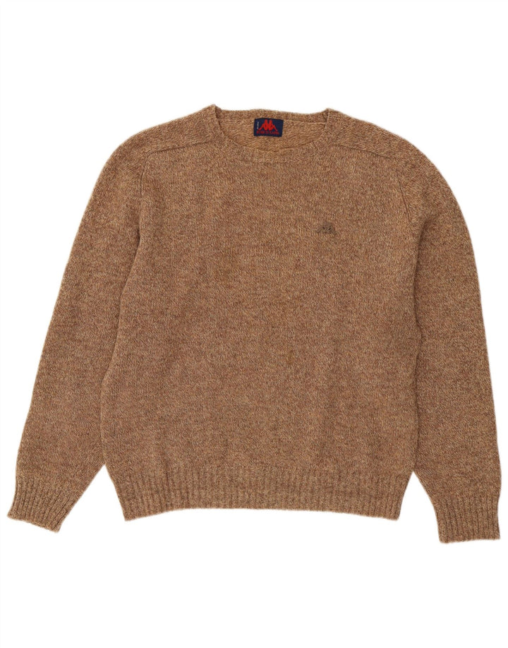 Maglione maglione girocollo da donna Kappa UK 16 grande lana marrone