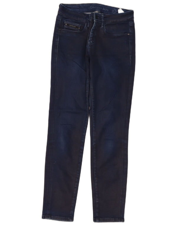 Jeans skinny da donna a vita media Calvin Klein W28 L28 cotone blu navy