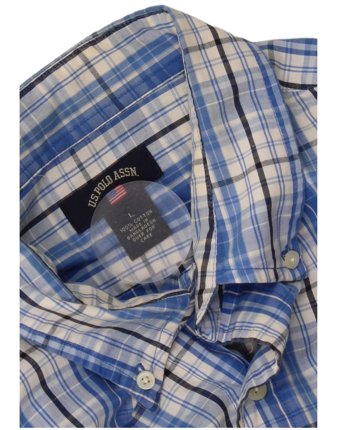 Polo Assn. degli Stati Uniti Camicia da uomo in cotone a quadri grandi blu
