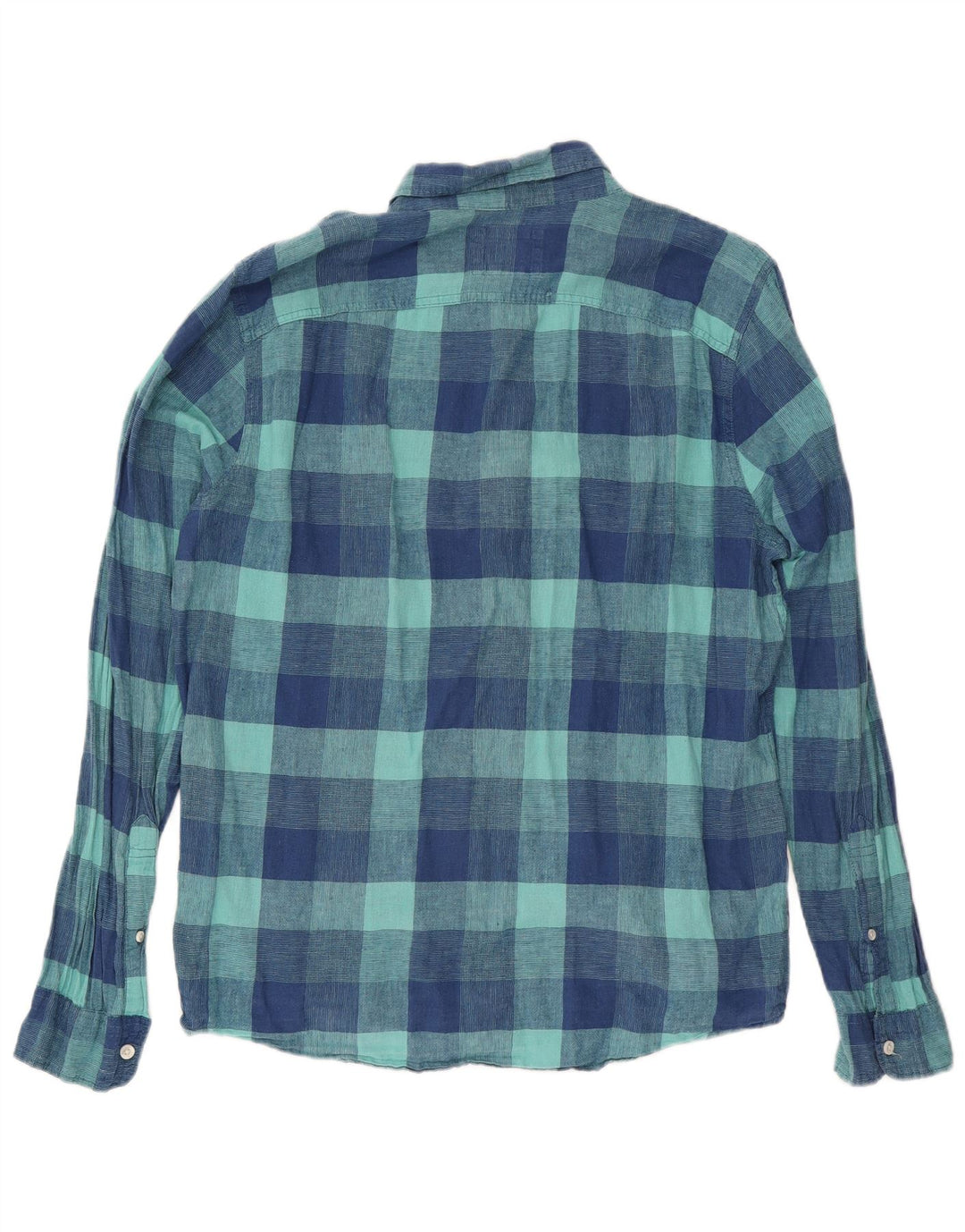 Camicia Hollister da uomo XL in lino blu a quadri