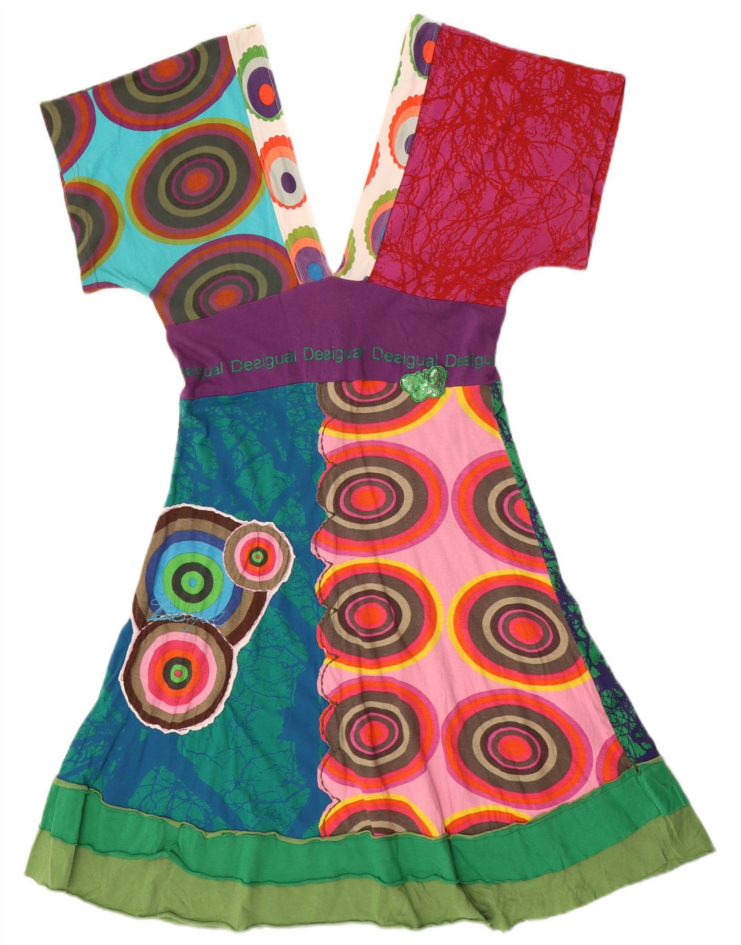 Desigual Abito da donna a trapezio con motivo astratto UK 12 medio multicolore