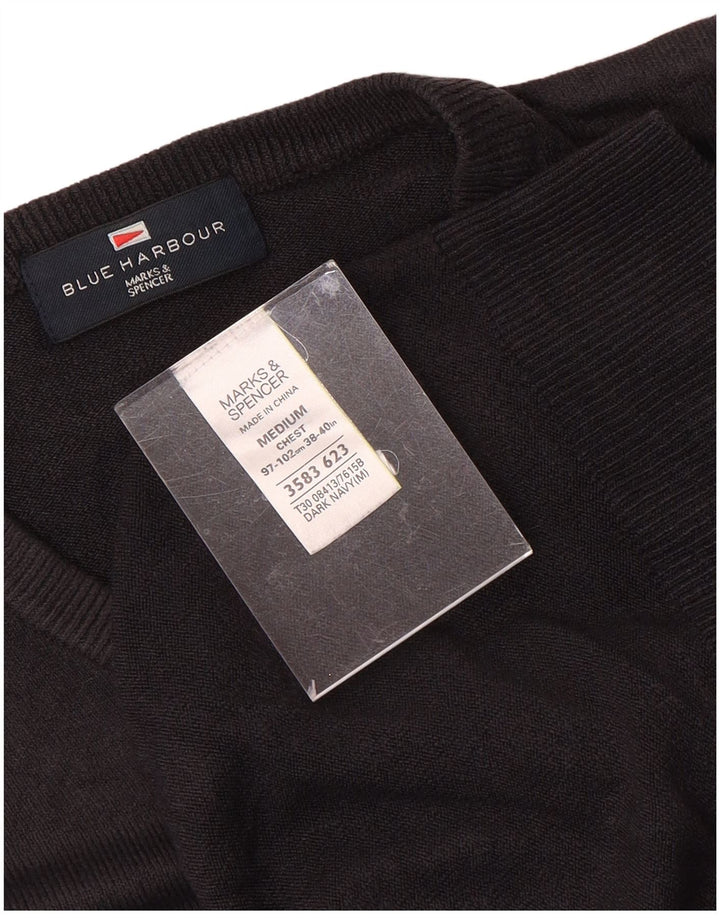 MARKS & SPENCER Maglione da uomo con scollo a V blu Harbour nero medio