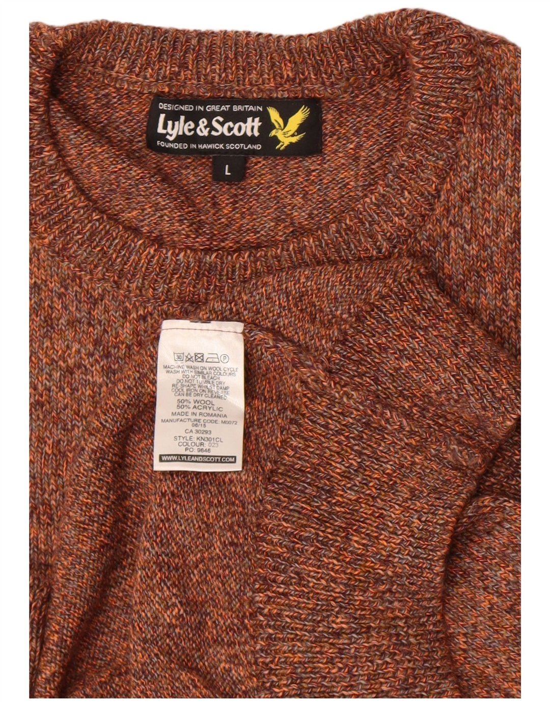 Lyle & Scott Uomo Maglione Girocollo Maglione Grande Lana Maculata Marrone