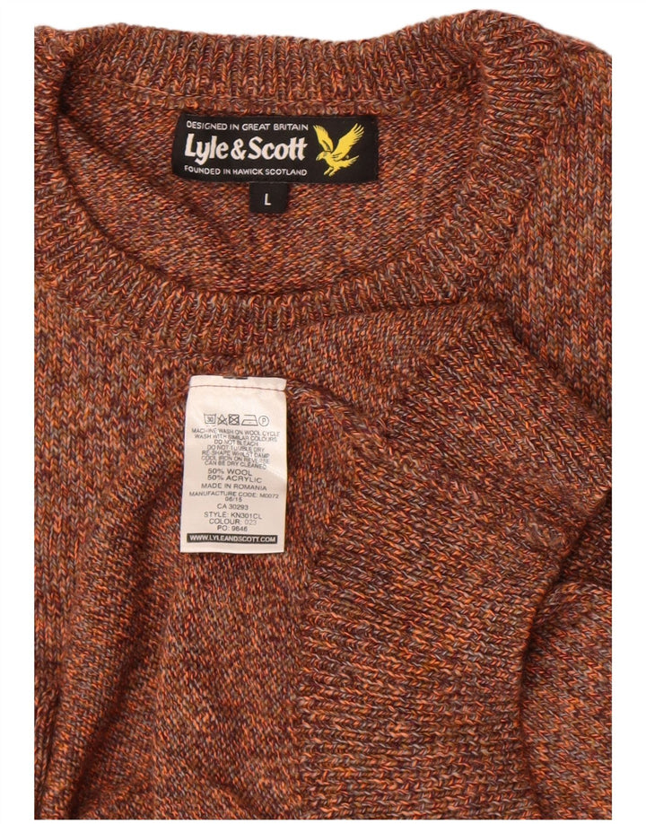 Lyle & Scott Uomo Maglione Girocollo Maglione Grande Lana Maculata Marrone