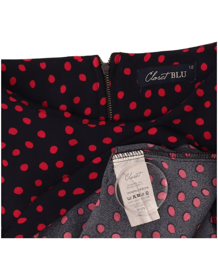 CLOSET Abito basic da donna UK 12 Medio poliestere a pois blu navy