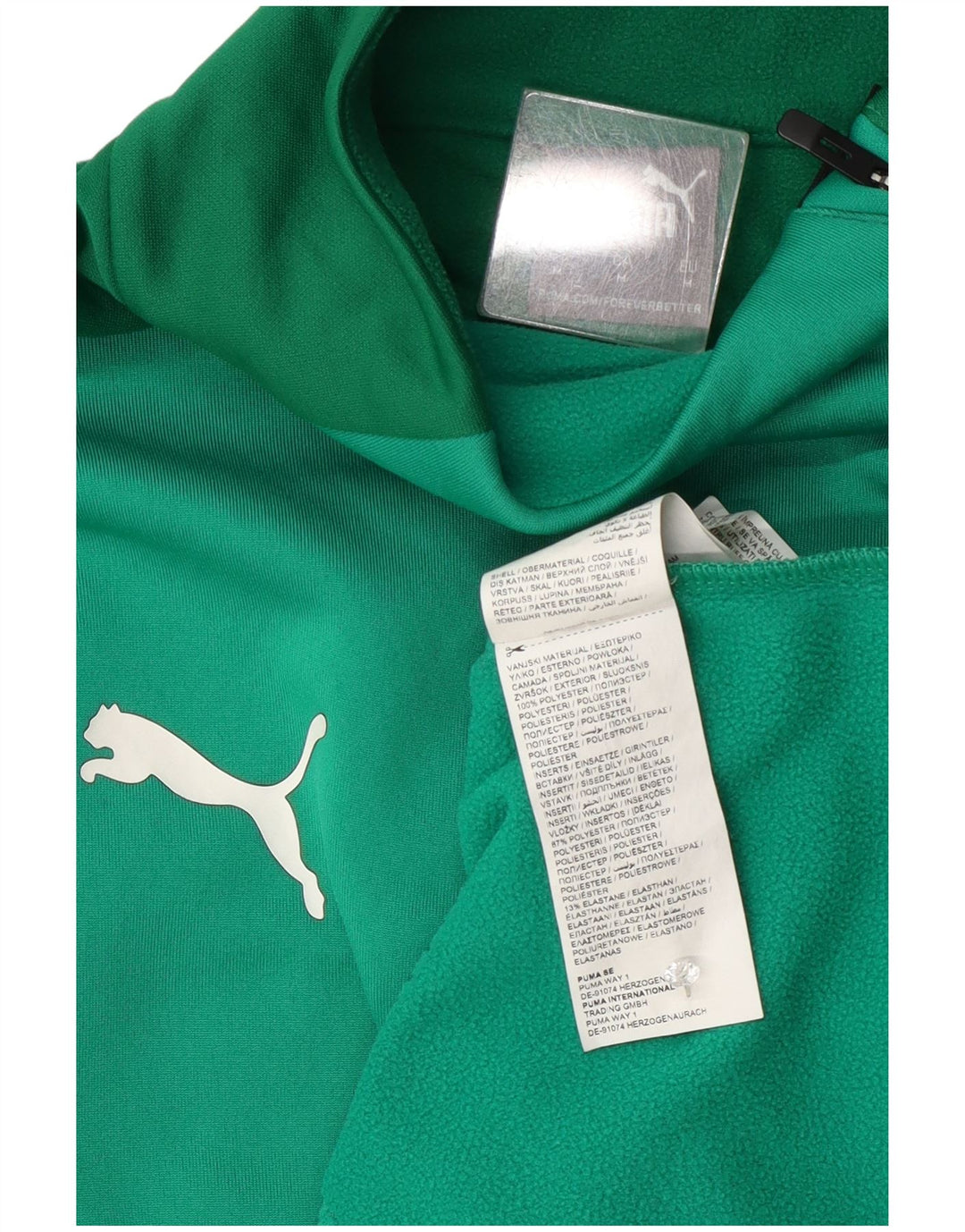 Felpa Puma da uomo con zip e collo, maglione, poliestere color block verde medio