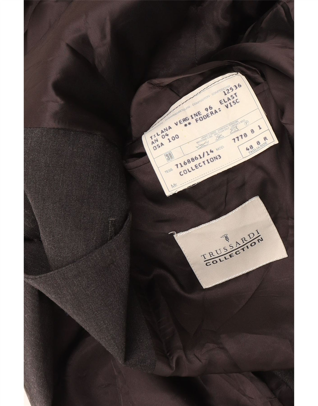 Giacca Blazer 4 Bottoni Lunga Trussardi Uomo IT 48 Grigio Medio