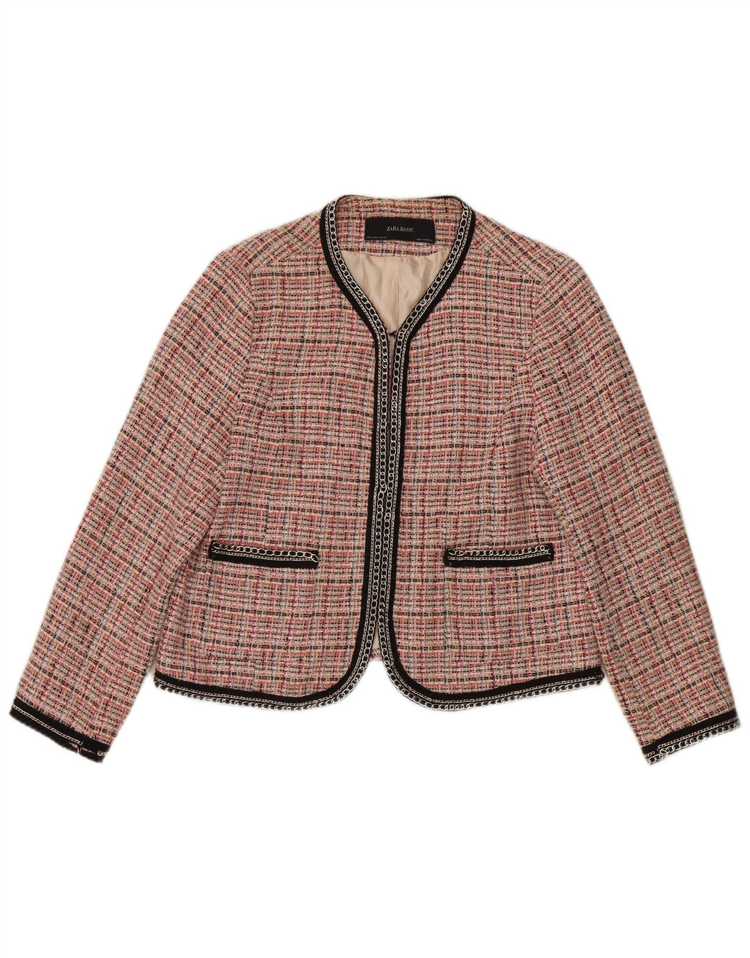 Giacca blazer da donna Zara UK 18 XL cotone a quadri rosa