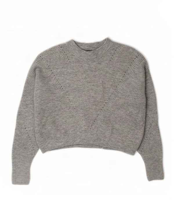 Topshop Maglione da donna Petite Crop con collo alto e maglione UK 6 XS Grigio