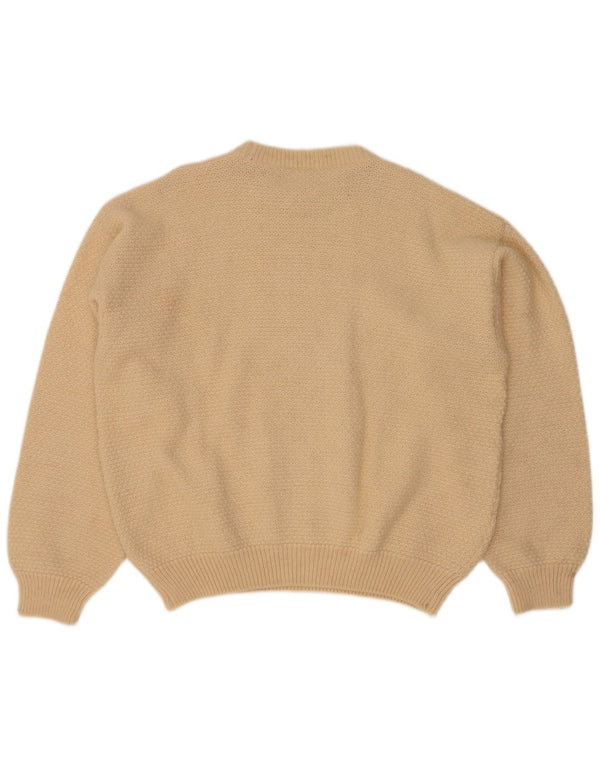 Maglione maglione girocollo da uomo vintage IT 52 grande lana di alpaca bianco sporco