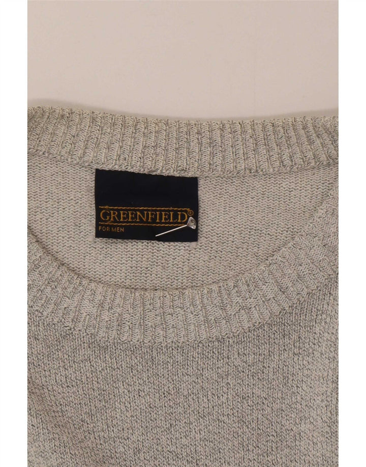 Greenfield Maglione da uomo con scollo a barca grande grigio geometrico