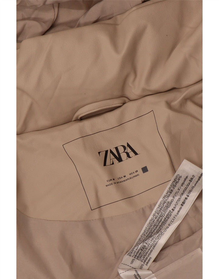 Giacca imbottita oversize con cappuccio da donna Zara UK 14 Poliuretano beige medio