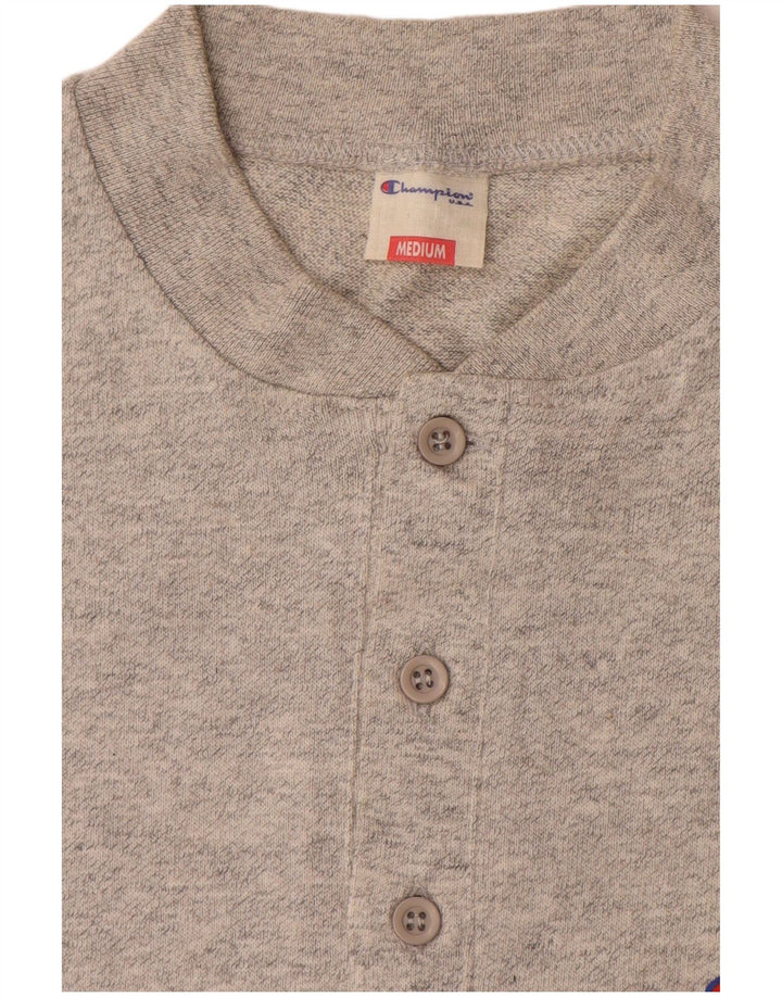 Top da uomo Champion a maniche lunghe in cotone grigio medio