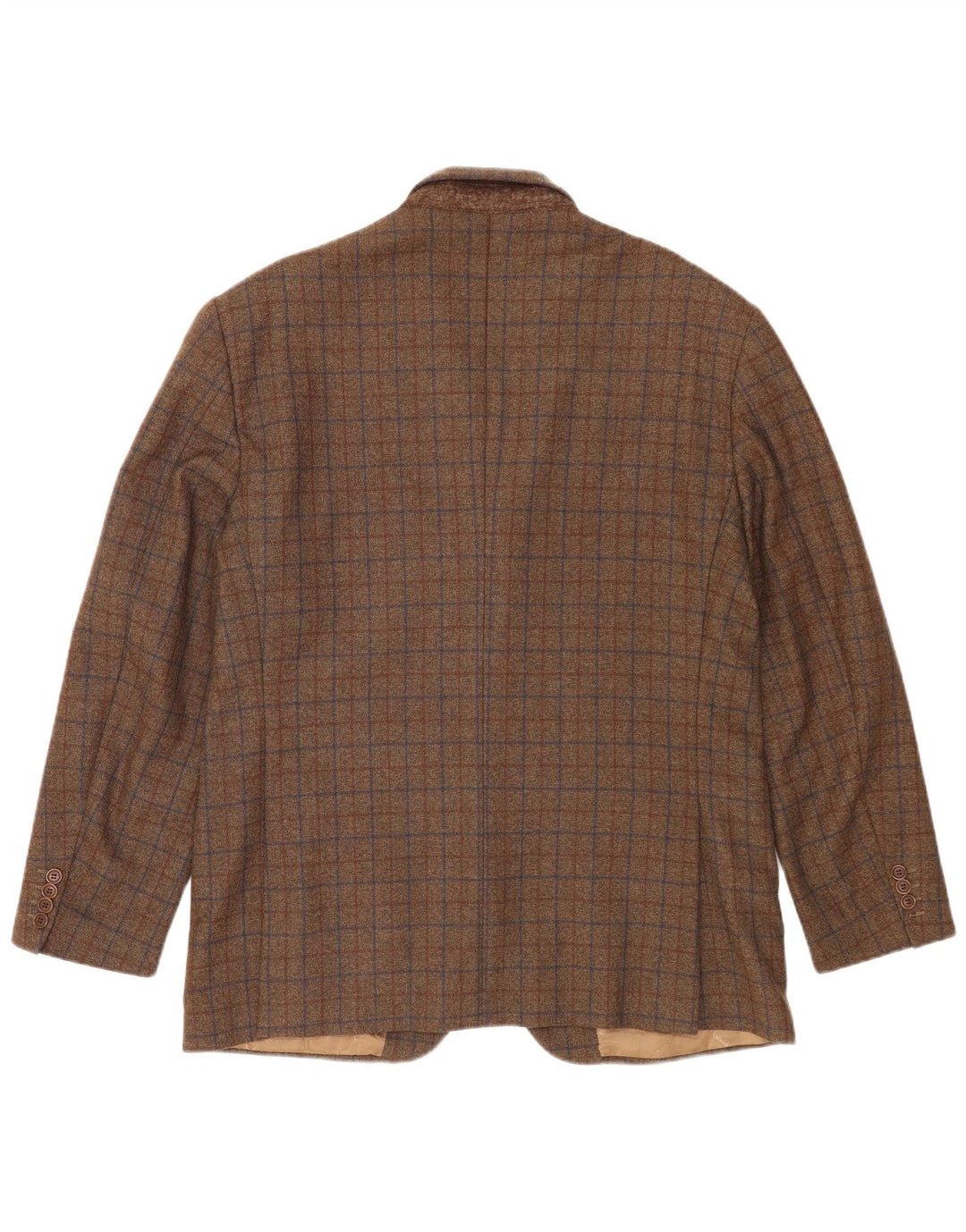 Giacca blazer a 3 bottoni da uomo Brooksfield UK 40 grande lana a quadri marroni