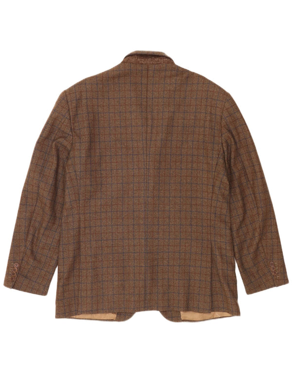 Giacca blazer a 3 bottoni da uomo Brooksfield UK 40 grande lana a quadri marroni