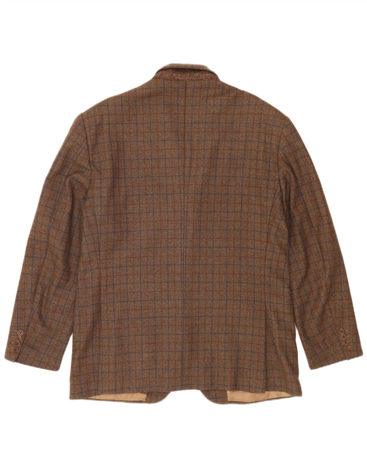 Giacca blazer a 3 bottoni da uomo Brooksfield UK 40 grande lana a quadri marroni