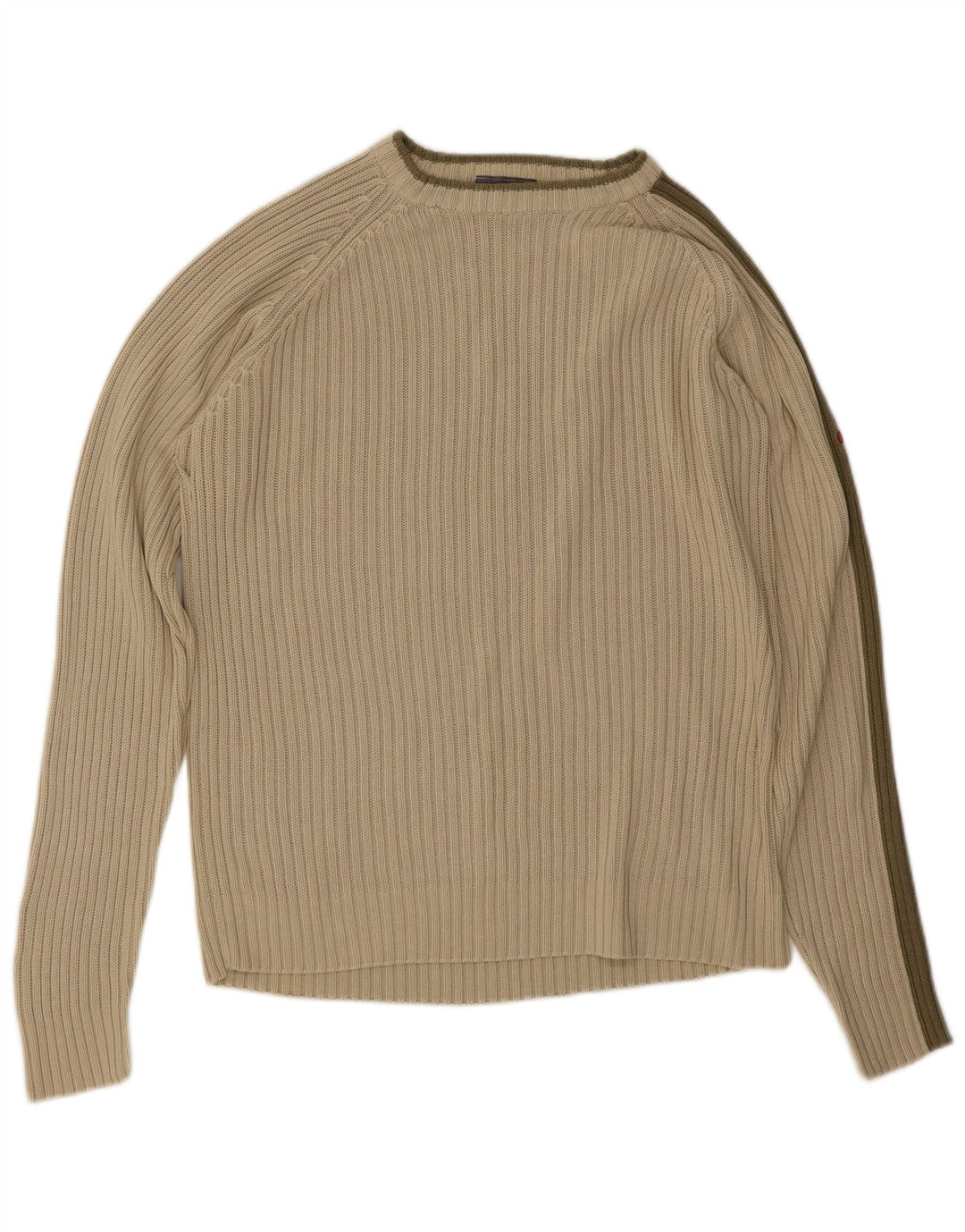 Maglione vintage da uomo con scollo a barca a righe verde medio