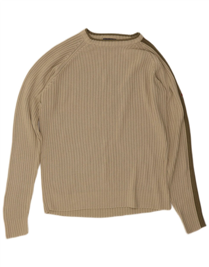 Maglione vintage da uomo con scollo a barca a righe verde medio