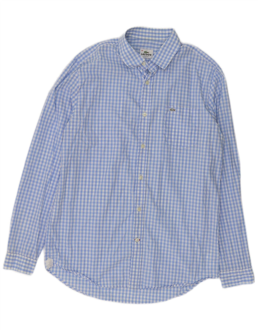 Camicia Lacoste da uomo vestibilità regolare taglia 40 cotone a quadretti blu medio
