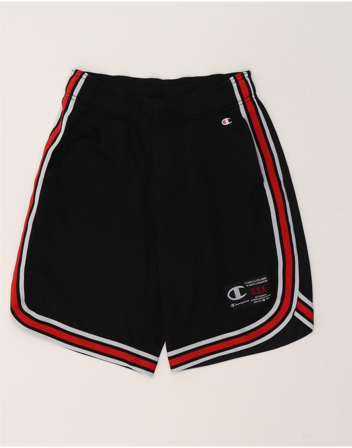 Pantaloncini sportivi grafici Champion da uomo USA piccoli in poliestere nero