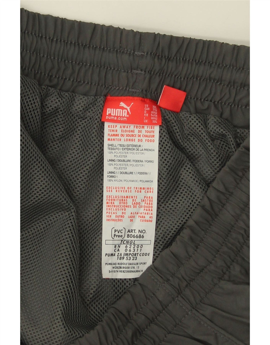 Pantaloni da tuta da uomo PUMA 2XL Poliestere grigio
