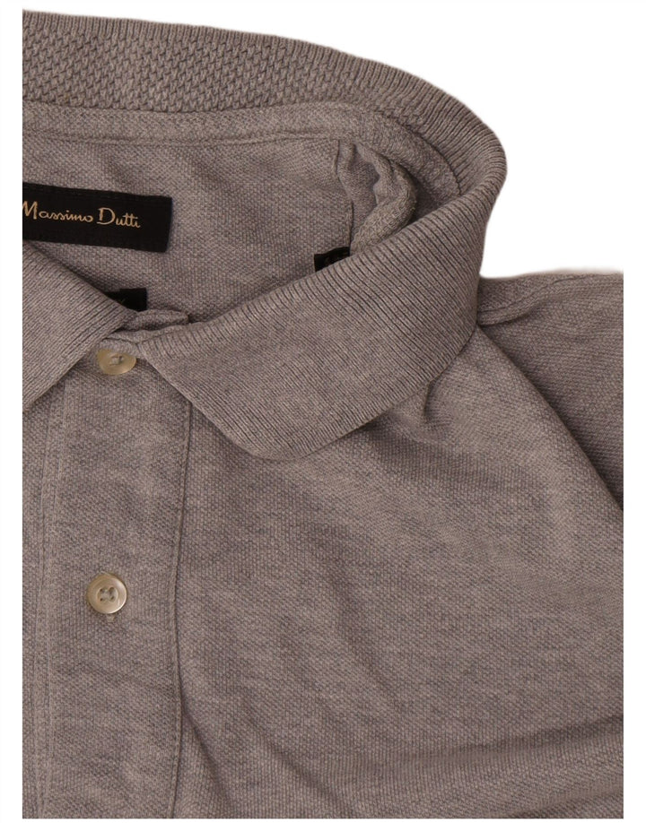 Polo da uomo Massimo Dutti grande in cotone chiazzato grigio