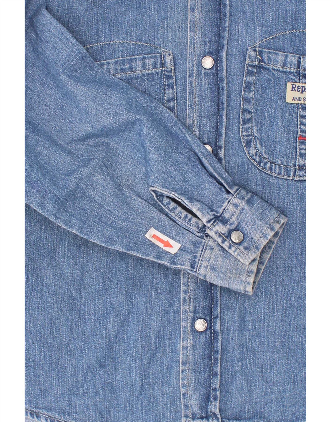 Camicia in denim grafica Replay per ragazzi 6-7 anni in cotone blu