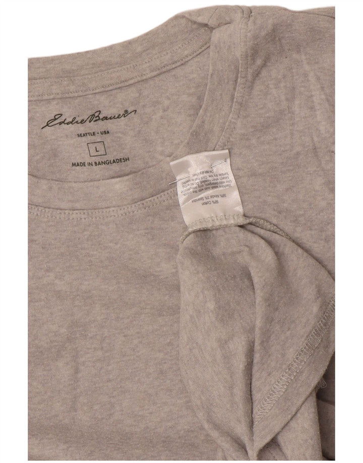 EDDIE BAUER Top da donna a maniche lunghe UK 14 Large in cotone grigio
