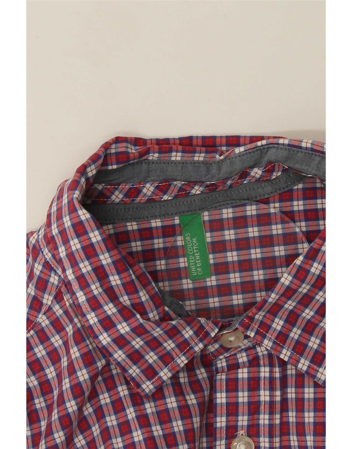 Camicia Benetton da uomo a quadri rossi piccoli