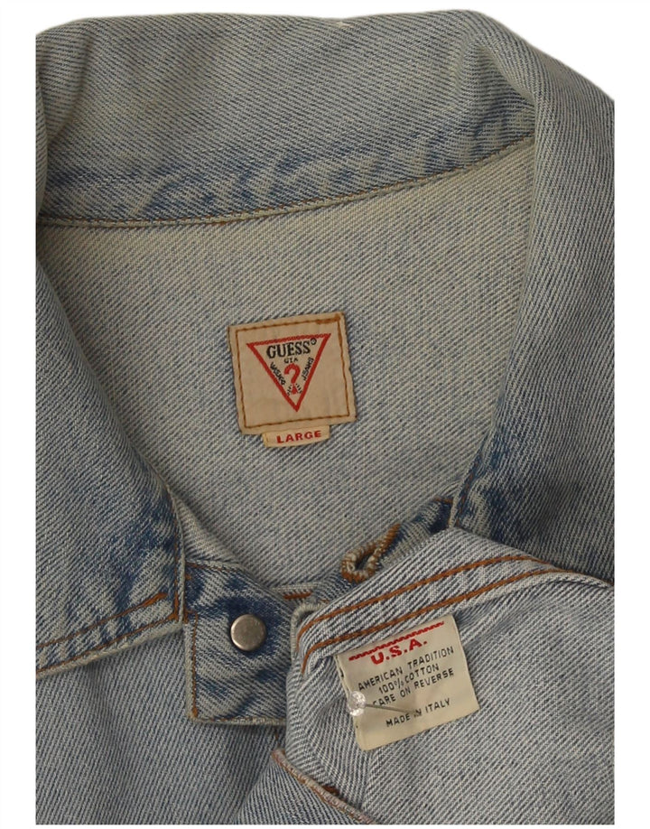 Guess Giacca di jeans da donna UK 14 Large Blu Cotone