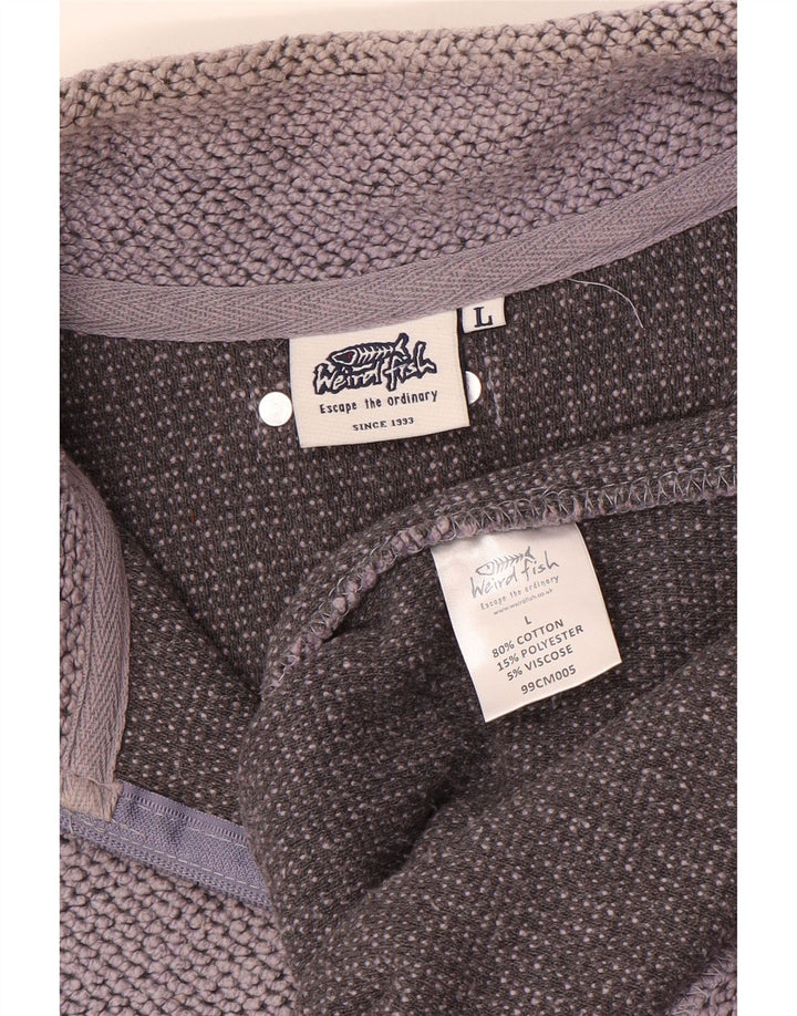 WEIRD FISH Felpa da uomo con collo con zip, maglione grande, cotone grigio