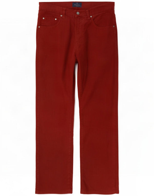 Pantaloni Trussardi Uomo Dritti in Velluto a Coste W30 L29 Rosso Cotone