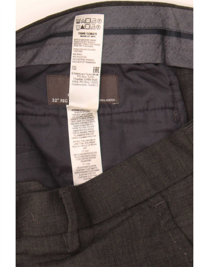 Pantaloni da abito vestibilità regolare da uomo Marks & Spencer W32 L31 lana grigia